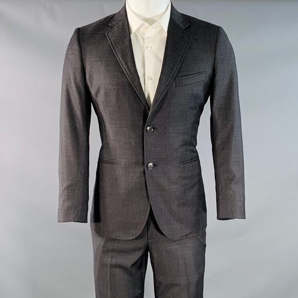 BAND OF OUTSIDERS Size 38 Regular Charcoal Grey Blue Glenplaid Wool Suit - Picture 1 of 11